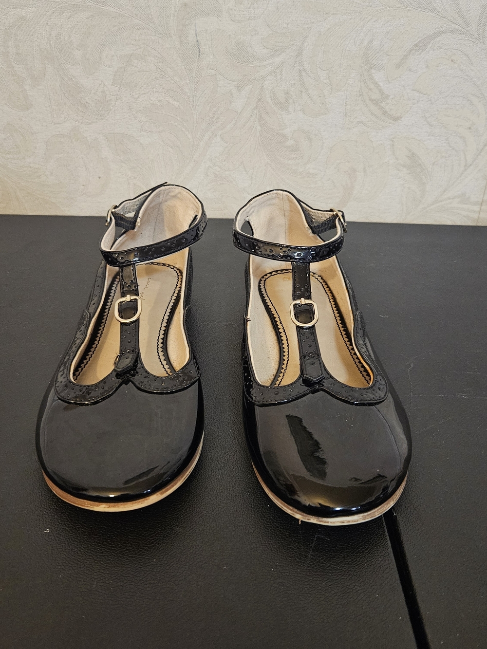 Zara Black Patent T-Bar Girls Dress Shoes